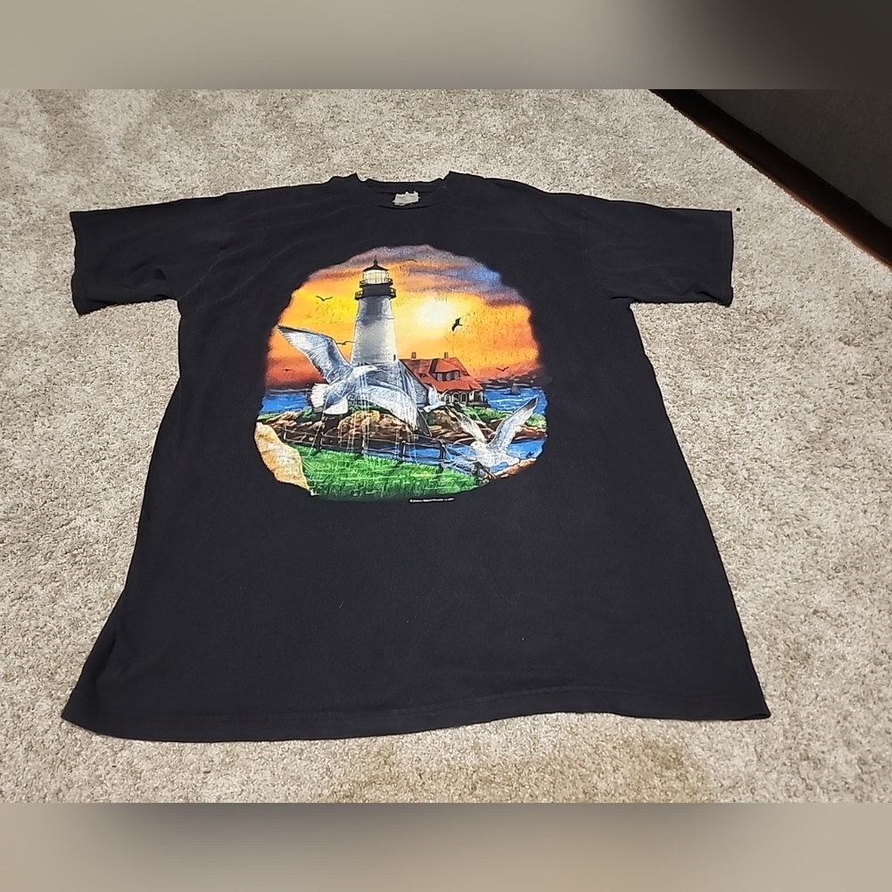 STARFLY GLOW IN THE DARK SLEEPWEAR Lighthouse Seagulls Graphic Black 2xl - 3XL